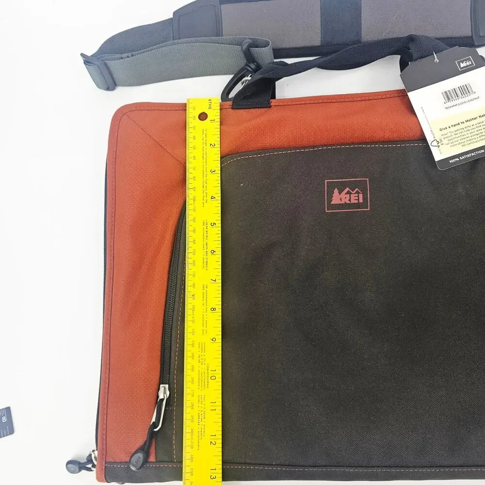 REI Tech Wrap Sleeve L Laptop Travel Case Chestnut Orange 18x13 Multi Zip Pocket